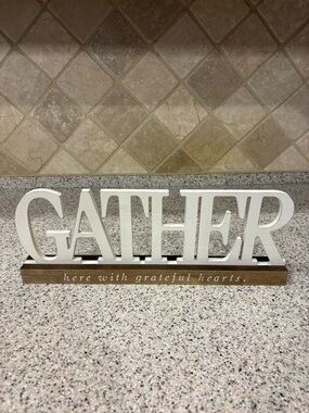 Rustic Wood Gather sign for Home Decorative Wooden Cutout
